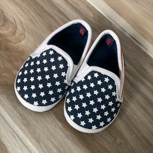 Patriotic slip-on stars & stripes shoe.
